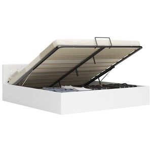 vidaXL Cama canap&eacute; hidr&aacute;ulica cuero sint&eacute;tico blanco 180x200 cm