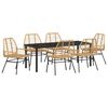 vidaXL Conjunto de Comedor de Jardín 7 pcs Marrón ratán sintético
