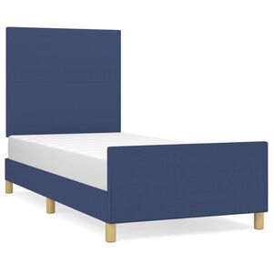vidaXL Estructura de cama sin colch&oacute;n tela azul 90x200 cm