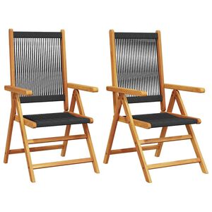 vidaXL Sillas plegables (2 unidades) de madera maciza de acacia negra y polipropileno.