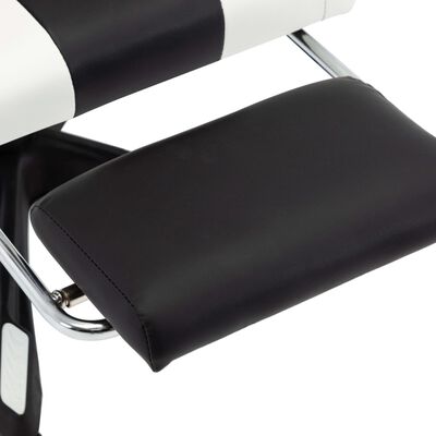 vidaXL Silla gaming con reposapiés cuero sintético blanco y negro