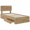 vidaXL Estructura de cama con cabecera Roble artesanal 90 x 200 cm