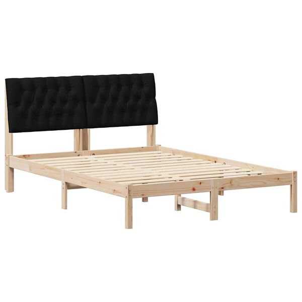 vidaXL Estructura de Cama con Cabecera Tapizada Marr&oacute;n 150 x 200 cm