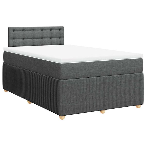 vidaXL Cama box spring con colch&oacute;n tela gris oscuro 120x190 cm