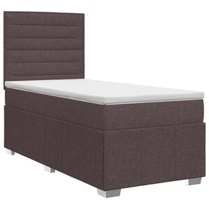 vidaXL Cama box spring con colch&oacute;n Marr&oacute;n Oscuro 90 x 200 cm Tela
