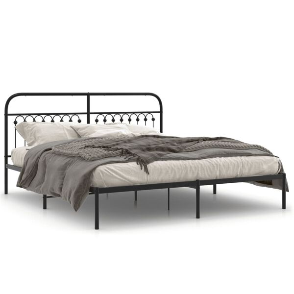 vidaXL Estructura cama sin colch&oacute;n con cabecero metal negro 183x213 cm