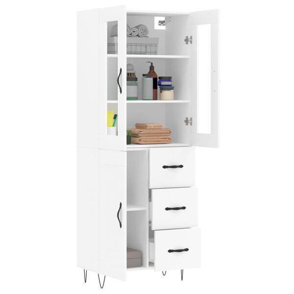 vidaXL Aparador alto madera contrachapada blanco 69,5x34x180 cm