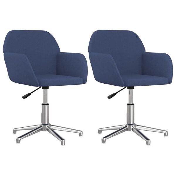 vidaXL Sillas de comedor giratorias 2 unidades tela azul