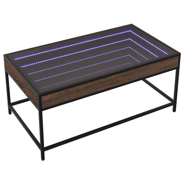 vidaXL Mesa de centro con Infinity LED marr&oacute;n roble 90x50x41 cm