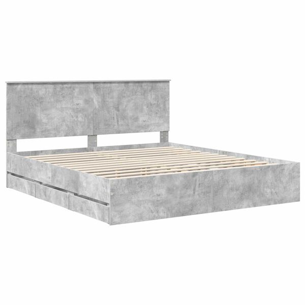 vidaXL Estructura de cama Gris Concreto 180 x 200 cm Madera Ingenieril