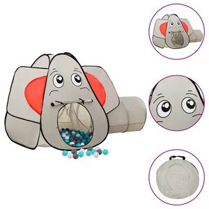 vidaXL Tienda de juegos dise&ntilde;o de elefante 250 bolas gris 174x86x101cm