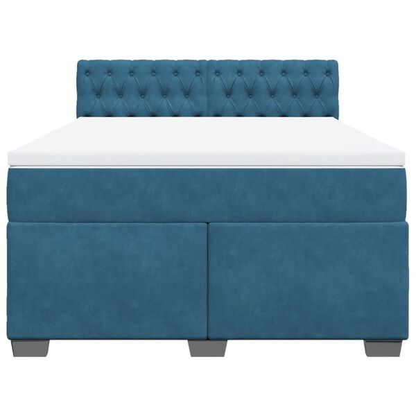 vidaXL Cama box spring con colch&oacute;n terciopelo azul oscuro 140x200 cm