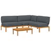 vidaXL Juego de Sof&aacute; 4 uds. Antracita Madera de Acacia S&oacute;lida