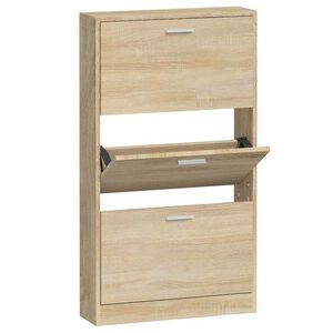 vidaXL Zapatero madera contrachapada color roble 59x17x108 cm