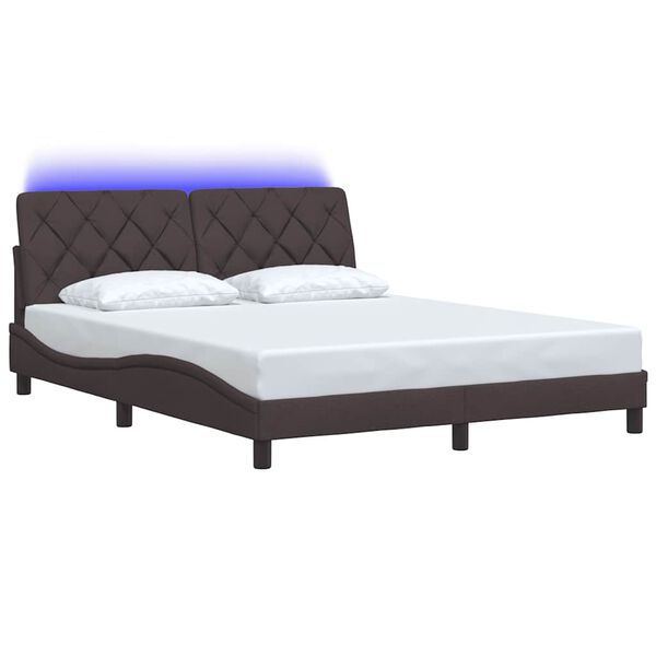 vidaXL Estructura de cama con LED sin colch&oacute;n marr&oacute;n oscuro 160x200 cm
