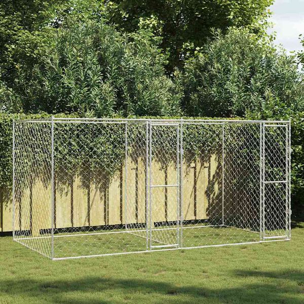 vidaXL Jaula para perro Plateado 400 x 200 x 200 cm Acero Galvanizado