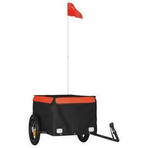 vidaXL Remolque para bicicleta hierro negro y naranja 30 kg