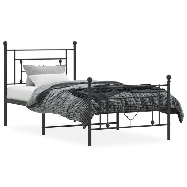 vidaXL Estructura cama sin colch&oacute;n con estribo metal negro 100x190 cm