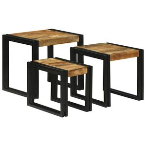 vidaXL Mesa Nido 3 uds. Marr&oacute;n y Negro 50 x 40 x 45 cm