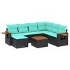 vidaXL Set de sof&aacute;s de jard&iacute;n 8 pzas con cojines rat&aacute;n sint&eacute;tico negro