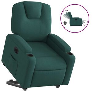 vidaXL Sill&oacute;n el&eacute;ctrico reclinable elevable de tela verde oscuro