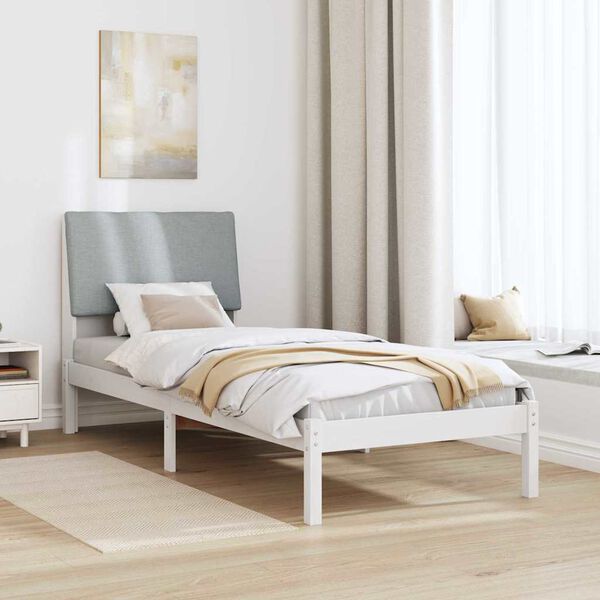 vidaXL Estructura de cama con cabecera y gris claro 75 x 190 cm