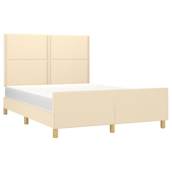 vidaXL Cama sin colch&oacute;n tela color crema 140x190 cm