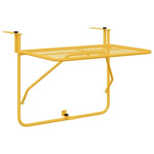 vidaXL Mesa Colgante de Balcón Mostaza 60 x 39 x 65 cm Acero