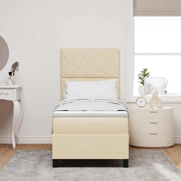 vidaXL Cama tipo Box Spring con colch&oacute;n con LED Crema 80 x 200 cm tela