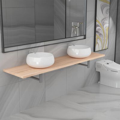 vidaXL Conjunto de muebles de baño 3 piezas cerámica roble