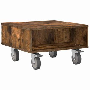 vidaXL Mesa Lateral con Ruedas Roble ahumado 50,5 x 50 x 30 cm