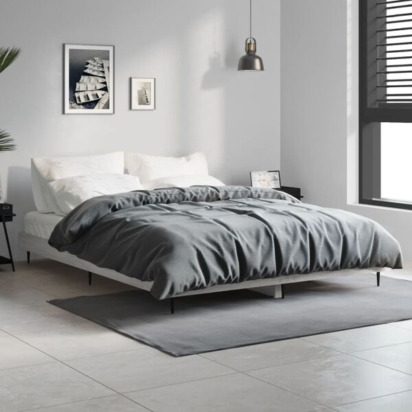 vidaXL Estructura de cama madera de ingenier&iacute;a gris Sonoma 140x190 cm