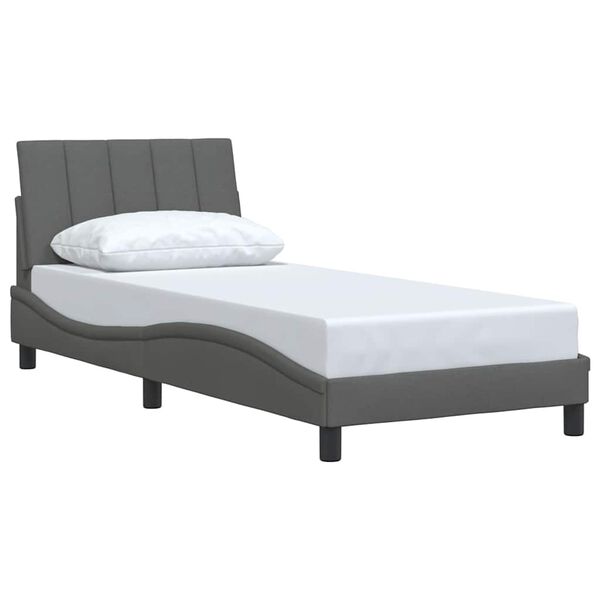 vidaXL Estructura de cama sin colch&oacute;n Hanko tela gris oscuro 80x200 cm