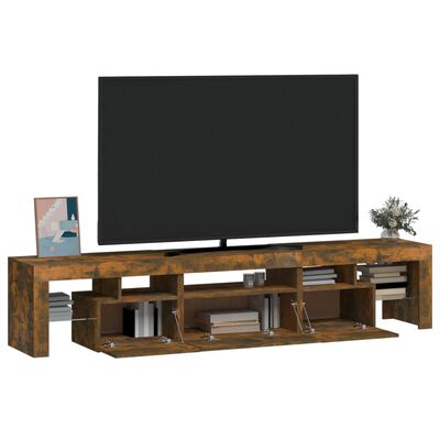 vidaXL Mueble de TV con luces LED color roble ahumado 200x36,5x40 cm