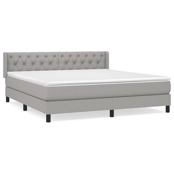 vidaXL Cama box spring con colch&oacute;n tela gris claro 160x200 cm