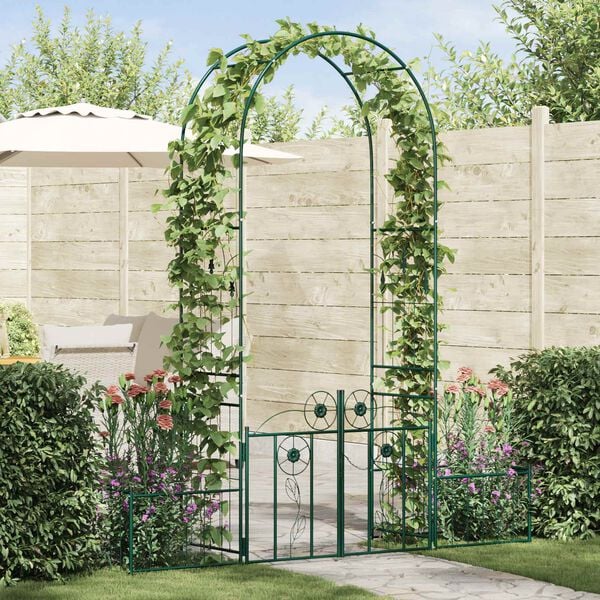 vidaXL Arco de jard&iacute;n con cerradura Verde 203 x 50 x 218 cm
