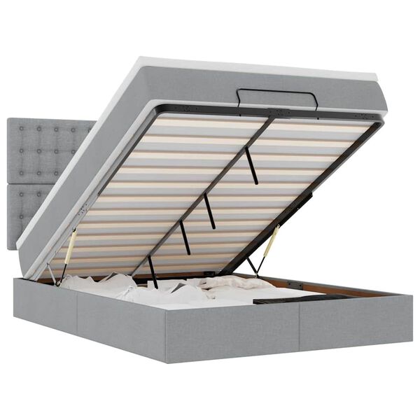 vidaXL Estructura cama otomana colch&oacute;n tela gris claro 140x200cm