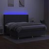 vidaXL Cama box spring colch&oacute;n y luces LED tela gris oscuro 160x200 cm