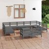 vidaXL Juego de muebles de jard&iacute;n 12 piezas madera maciza de pino gris