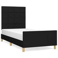 vidaXL Estructura de cama con cabecero de tela negro 90x190 cm