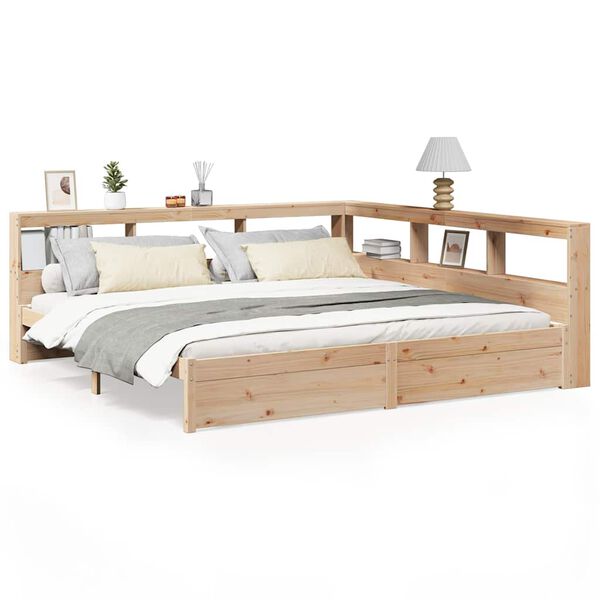 vidaXL Cama con estanter&iacute;a sin colch&oacute;n madera maciza de pino 180x200cm