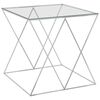 vidaXL Mesa de centro acero inoxidable y vidrio plateada 55x55x55 cm