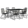 vidaXL Juego de comedor para jard&iacute;n 7 piezas rat&aacute;n PVC negro