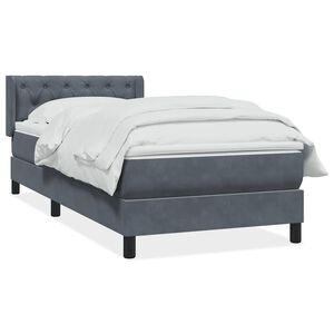 vidaXL Cama box spring con colch&oacute;n terciopelo gris oscuro 80x210 cm