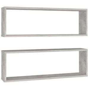vidaXL Estante de pared 2 uds contrachapado gris hormig&oacute;n 80x15x26,5cm