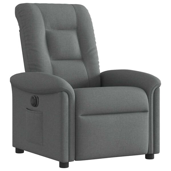 vidaXL Sillón reclinable eléctrico de tela gris oscuro