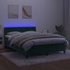vidaXL Cama box spring colch&oacute;n y LED terciopelo verde oscuro 140x190cm