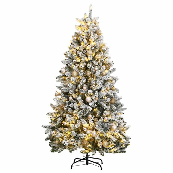 vidaXL &Aacute;rbol de Navidad artificial con bisagras 300 LED y bolas 210 cm