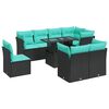 vidaXL Set sof&aacute;s jard&iacute;n y cojines 9 pzas rat&aacute;n sint&eacute;tico acacia negro