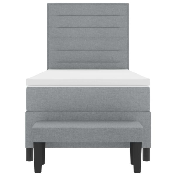 vidaXL Cama tipo Box Spring con colch&oacute;n Gris Claro 90 x 190 cm tela